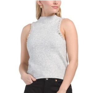 House of Harlow gray sleeveless sweater with gemstones size large